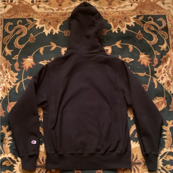 ⚫ CHAMPION BLACK REVERSE WEAVE LONG SLEEVE HOODIE MENS SIZE SMALL ⚫ - Picture 4 of 6